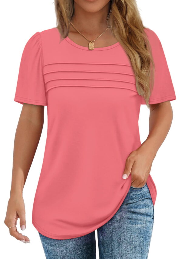 Fantaslook Women Blouses Dressy Casual Summer Short Sleeve Shirts Crew Neck Pleated Tunic Tops Fantaslook Women Blouses Dressy Casual Summer Short Sleeve Shirts Crew Neck Pleated Tunic Tops