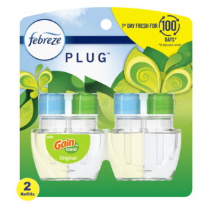 Febreze Plug In Air Freshener, Odor-Fighting Scented Oil Refill, Gain Scent, 2 Refills