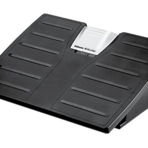 Fellowes 8035001 Adjustable Locking Footrest w/Microban, Black/Silver