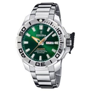Festina Diver Green Dial Quartz 200M Men's Watch With Extra Strap F20665-2