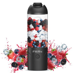 FitRx Rocket Electric Smoothie Blender Bottle, Rechargeable Portable Personal Blender, 18oz., Black