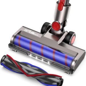 FLYLINKTECH Brush Head for V7 V8 V10 V11 V15 Vacuum Cleaners Hardwood Floor Attachment with LED Headlights, V Shape Turbo Bristle Roller Brush Cleaner Head Replacement Parts