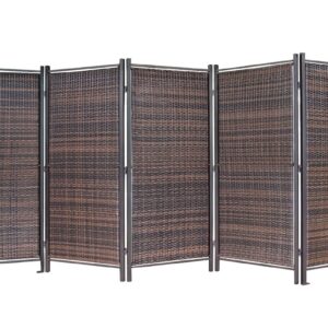 Folding Outdoor Wicker Partition 6' x 10' Privacy Screen for Home Patios, Waterproof, Mounting Option for Stability