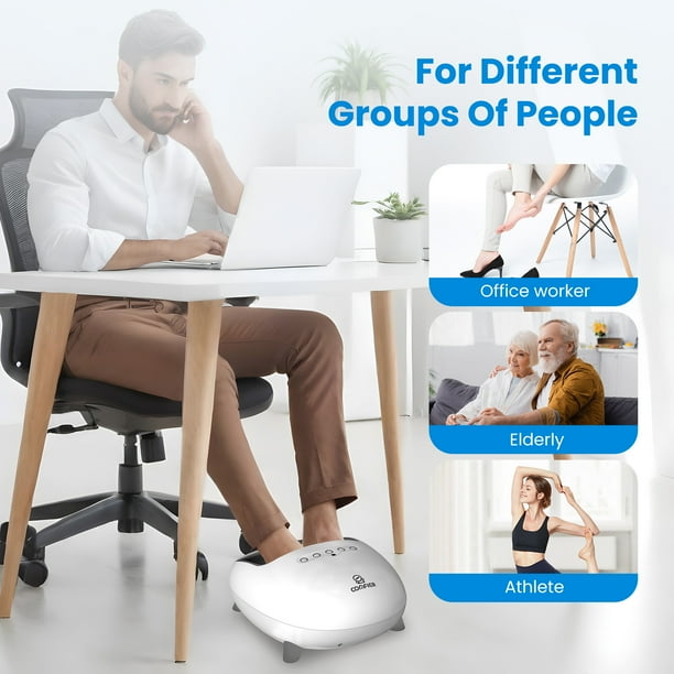 Foot Massager with Heat, Shiatsu Deep Kneading Feet Massage Machine Size up to 14, White