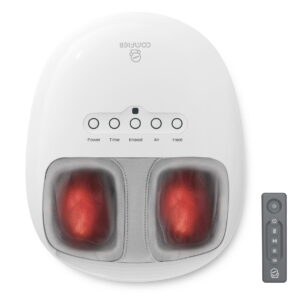 Foot Massager with Heat, Shiatsu Deep Kneading Feet Massage Machine Size up to 14, White