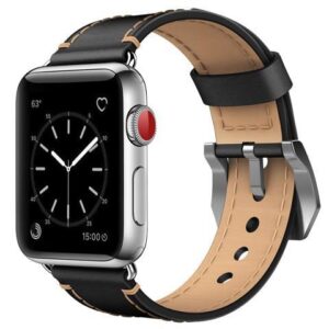 For Apple Watch Band 38mm Genuine Leather iWatch Bands Strap Vintage Brown with Stainless Metal Clasp for Apple Watch Series 3 Series 2 Series 1 Sport