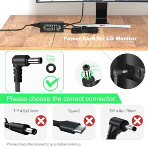 for LG Monitor Power Supply,19V Adapter Charger for LG Electronics 19" 20" 22" 23" 24" 27" 32" LED LCD TV Monitor Widescreen HDTV 24M47H-P 24MP55HQ, Samsung UN32J400 UN32J4000AF...