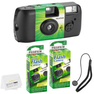 Fujifilm QuickSnap Flash 400 Disposable 35mm Camera (2 Pack)+ Quality Photo Microfiber Cloth