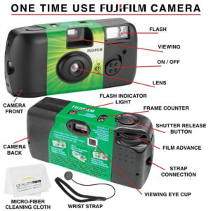 Fujifilm QuickSnap Flash 400 Disposable 35mm Camera (5 Pack)+ Quality Photo Microfiber Cloth
