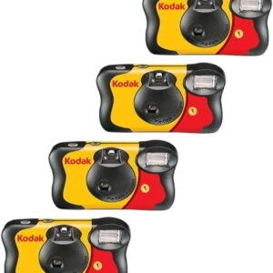 Fun Saver 35mm One-Time-Use Disposable Camera with Flash, 27 Exposures, 4-Pack