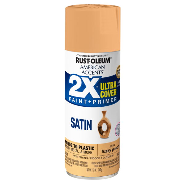 Fuzzy Peach, Rust-Oleum American Accents 2X Ultra Cover Satin Spray Paint- 389904, 12 oz- 6 Pack Fuzzy Peach, Rust-Oleum American Accents 2X Ultra Cover Satin Spray Paint- 389904, 12 oz- 6 Pack