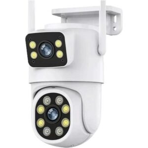 Gadpiparty 10MP Dual Lens WiFi Camera PTZ Outdoor 4K Wireless Dual Screen Security Camera Auto Tracking Monitoring Video Surveillance(EU Plug,10MP Add