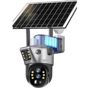 Gadpiparty 12MP 10X Zoom Dual Screen Solar Camera Outdoor 6K 4G/WiFi Three Lens Human Auto Tracking Security Cameras(WiFi No Zoom No Card)