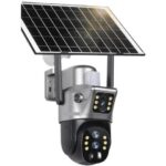 Gadpiparty 12MP 4G/WiFi Dual Screen Solar Camera Outdoor 10X Zoom 6K Three Lens Human Auto Tracking Surveillance Camera(WiFi 10xZoom 128G)