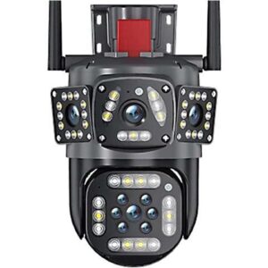 Gadpiparty 12MP 6K Outdoor WiFi Camera Three Screen Ai Motion Tracking IP Camera PTZ 360° View Security Protection Video Surveillance Cam(U/K,6K 12MP