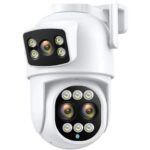 Gadpiparty 12MP 6K WiFi IP Camera Outdoor 8X Zoom Dual Screens 6MP PTZ WiFi Surveillance Camera Night Vision CAM Human Detection(U/K,12MP Add 64G