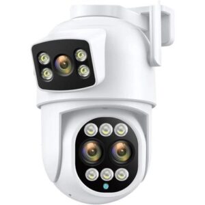 Gadpiparty 12MP 6K WiFi IP Camera Outdoor 8X Zoom Dual Screens 6MP PTZ WiFi Surveillance Camera Night Vision CAM Human Detection(A/U,6MP Add 64G Card)