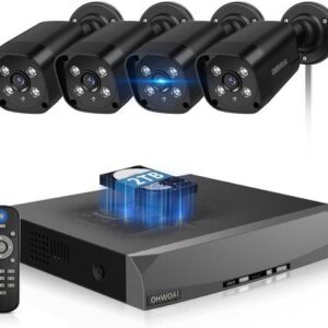 Gadpiparty 130° Wide Angle & Dual Power ModeOutdoor Wired Security Camera System, Black 8.0MP IP Cameras,Home Video Surveillance