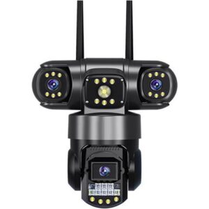 Gadpiparty 15MP Three Lens Three Screens PTZ IP Camera Outdoor HD WiFi Security Camera 10X Zoom Ai Human Detection Home Surveillance Camera(E/U_WiFi