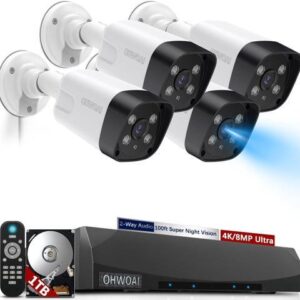 Gadpiparty 2-Way Audio & Dual Power ModeOutdoor CCTV Security Camera System with 130°Wide Angle-Lens,8.0MP IP Wired Security Cameras,Home Surveillance