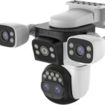 Gadpiparty 20MP 10X Zoom Four Screens WiFi IP Camera Wireless Outdoor 10K Four Lens PTZ Human Auto Tracking Surveillance Cameras(UK Plug,10K 10xZoom