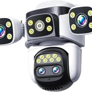 Gadpiparty 20MP WiFi Network Camera 10K Outdoor 10X Zoom Four Screen Four Lens PTZ Automatic Tracking Waterproof Security Cam CCTV(UK Plug_1/2.8'')