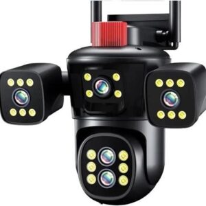 Gadpiparty 20MP WiFi Network Camera 10K Outdoor 10X Zoom Four Screen Four Lens PTZ Automatic Tracking Waterproof Security Cam CCTV(US Plug_1/1.8")