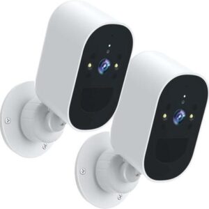 Gadpiparty 2PK 1080P HD Surveillance Camera 4MP WiFi Security Battery Powered Camera Home Survalance Protection Rechargeable(A/U,2Pcs Cam 128G Card)