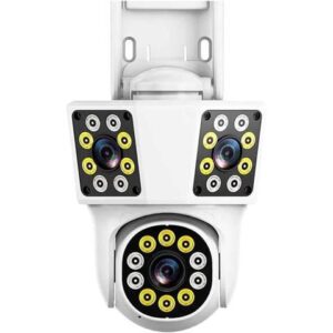 Gadpiparty 3 Lens 3 Screens IP Outdoor Camera WiFi Motion Tracking PTZ Video CCTV Camera Dual Lens Waterproof Security System(E/U,2LENS CAM)