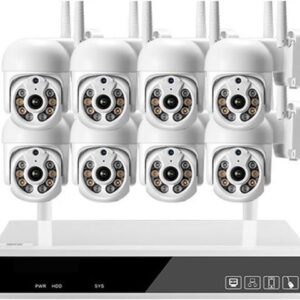 Gadpiparty 3MP 8CH PTZ Security Camera System 2304 * 1296 POE NVR Kit CCTV Outdoor Metal White H.265X Video Surveillance IP Camera Set (Size : None,