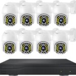 Gadpiparty 3MP PTZ Rotation Security Camera Kit with 2-Way Audio, 1296P POE Cameras System with Color Night Vision, Motion Detection, IP66