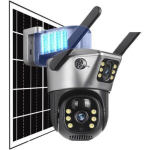 Gadpiparty 4G Solar Camera 4K 8MP Dual Lens CCTV Monitor Security Protection Human Detect Low Power Waterproof Outdoor PTZ WiFi IP Cameras(4G CCTV No