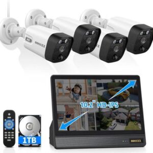 Gadpiparty (4K/8.0MP,130°Ultra Wide Angle,2-Way Audio) Wired PoE Camera System with Monitor Outdoor IP Camera for House Indoor Home Security Systems,