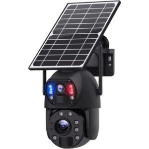 Gadpiparty 4K 8MP 4G Solar Camera 20X Zoom Dual Lens Recording Humanoid Tracking Outdoor WiFi Camera Metal Waterproof CCTV 12000mA(4G 8MP 20X Camera)