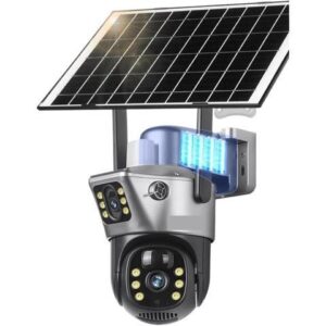 Gadpiparty 4K 8MP Dual Screen Solar Camera Outdoor 4G/WiFi PTZ Dual Lens Security Protection Auto Tracking CCTV Cameras(WiFi Cam Add 64G)