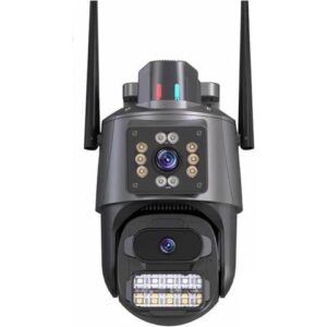Gadpiparty 4K HD Dual Lens WiFi Camera 2K Dual Screen PTZ Camera Outdoor Auto Tracking Security Camera Waterproof Surveillance(E/U,8MP No SD Card)