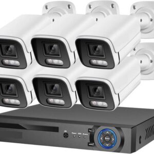 Gadpiparty 4K Security Camera System 8MP Mic CCTV POE NVR AI Color Night Home Video Surveillance Camera Outdoor Set (Size : 1T, Color : 8CH NVR and 6