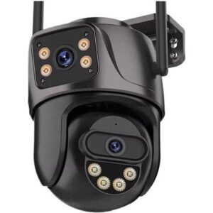 Gadpiparty 5K 10MP PTZ WiFi Camera Dual Lens Dual Screen IP Camera Outdoor 8MP HD Auto Tracking Security Protection CCTV Surveillance(US Plug,8MP NO