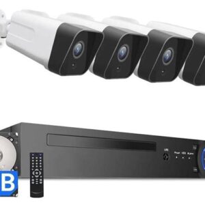 Gadpiparty 5MP Surveillance NVR Kits,Expandable 8CH Home Security Camera System,4PCS IP66 Waterproof Camera,Night Vision,Motion Alert,24/7Motion