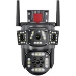 Gadpiparty 6K 12MP Outdoor WiFi Camera Motion Tracking PTZ Zoom Cam Three Screen 360° View Security Protection Video Surveillance Cameras(U/K,6K 12MP
