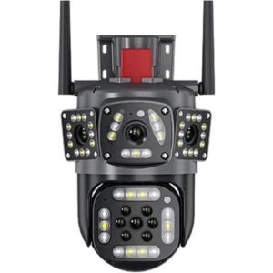 Gadpiparty 6K 12MP Outdoor WiFi Camera Motion Tracking PTZ Zoom Cam Three Screen 360° View Security Protection Video Surveillance Cameras(E/U,6K 12MP