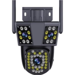 Gadpiparty 6K 12MP WiFi Camera Outdoor 10X Zoom Security CCTV Triple Lens Triple Screen Ai Track Video Surveillance Camera(E/U,12MP Camera)