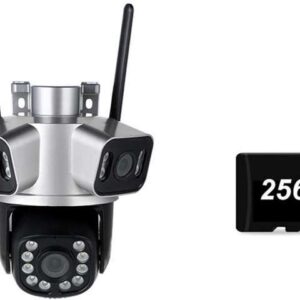 Gadpiparty 6K 12MP WiFi Surveillance Camera, 3Lens 3 Screens, Digital Zoom, AI Human Detect, ONVIF, 8MP Outdoor Security PTZ IP Cameras,(EU Plug,3lens
