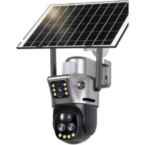Gadpiparty 6K 4G WiFi Solar Camera 10x Zoom Three Lens PTZ Outdoor Surveillance CCTV IP Camara Ai Tracking WiFi Security Cam V380(4G 10XZoom Add 32G)