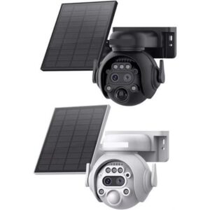 Gadpiparty 6MP 12X Solar Camera Outdoor Security Camera 7800mAh Rechargeable Battery 5W Solar Panel PIR Human Detection PTZ Camera(White 4G 32GB)