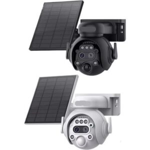 Gadpiparty 6MP 12X Solar Camera Outdoor Security Camera 7800mAh Rechargeable Battery 5W Solar Panel PIR Human Detection PTZ Camera(Black 4G 32GB)