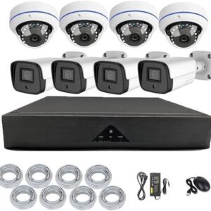 Gadpiparty 8CH 5MP POE CCTV Security Camera System with Dome Camera and Bullet Camera, HD Surveillance Cameras Kit with Audio, Color Night Vision,