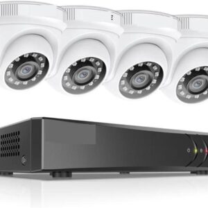 Gadpiparty 8CH H.265+ 5MP CCTV System DVR 4pcs 2.0MP IR Night Vision Security Dome Cameras 1080P Video Surveillance Kit (Size : None, Color : White)