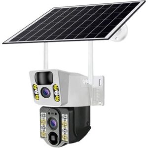 Gadpiparty 8MP 4K Wireless Solar Camera 4G Sim Outdoor Dual Lens WiFi IP Camera PIR Night Vision V380 Pro CCTV Security Protection Monitor(WiFi Cam
