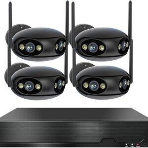 Gadpiparty 8MP POE Dual Lens Home Security Camera System with 4 Cameras, Outdoor 4K Surveillance Camera NVR Kit with Two Way Audio, Color Night